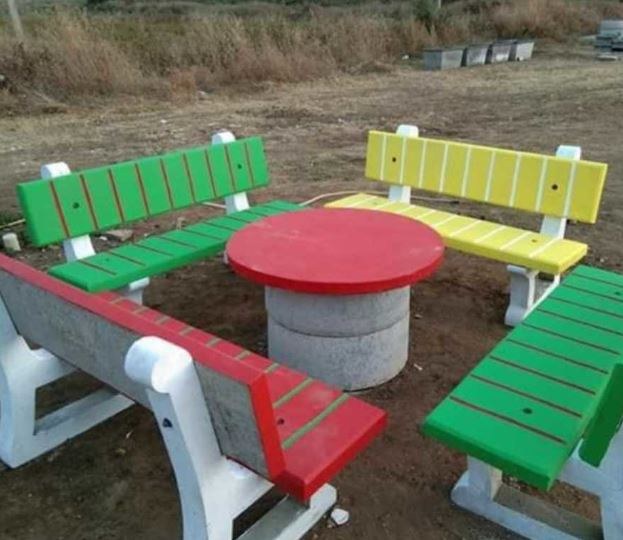Colorful cement table set