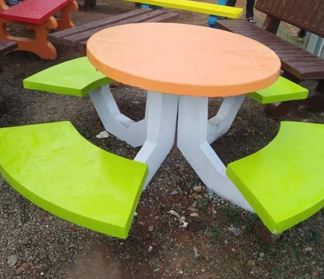 Cement picnic tables